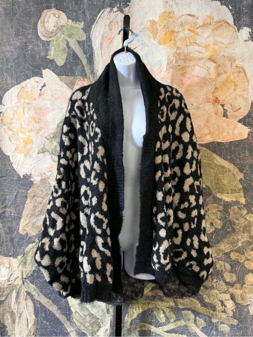 Anthropologie Akemi Kin Leopard Louise Open Knit Kimono Cardigan Sweater Size OS